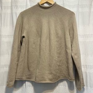 Theory Oatmeal Cashmere Mock Neck Sweater